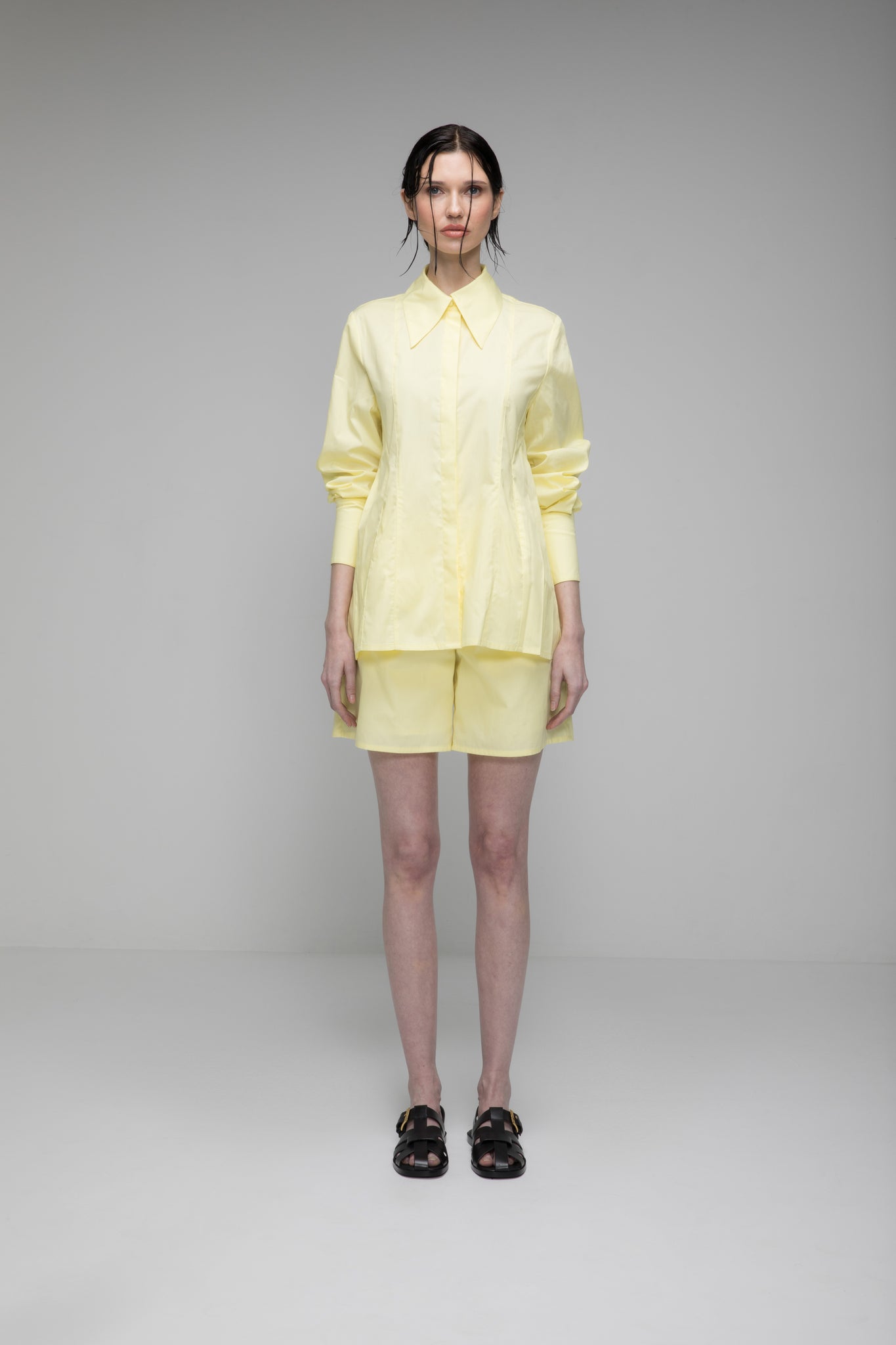 Charlotte Pleated Shirt, Lemon