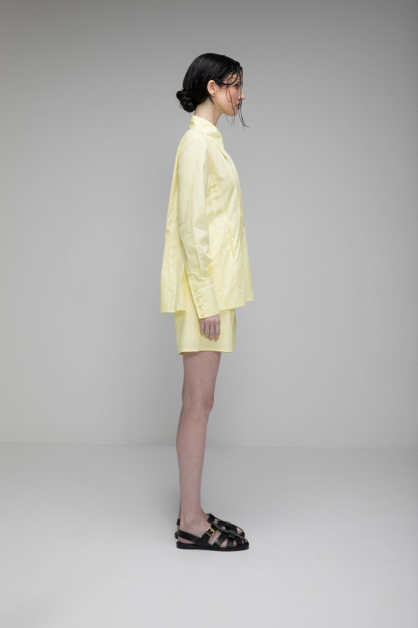 Charlotte Pleated Shirt, Lemon