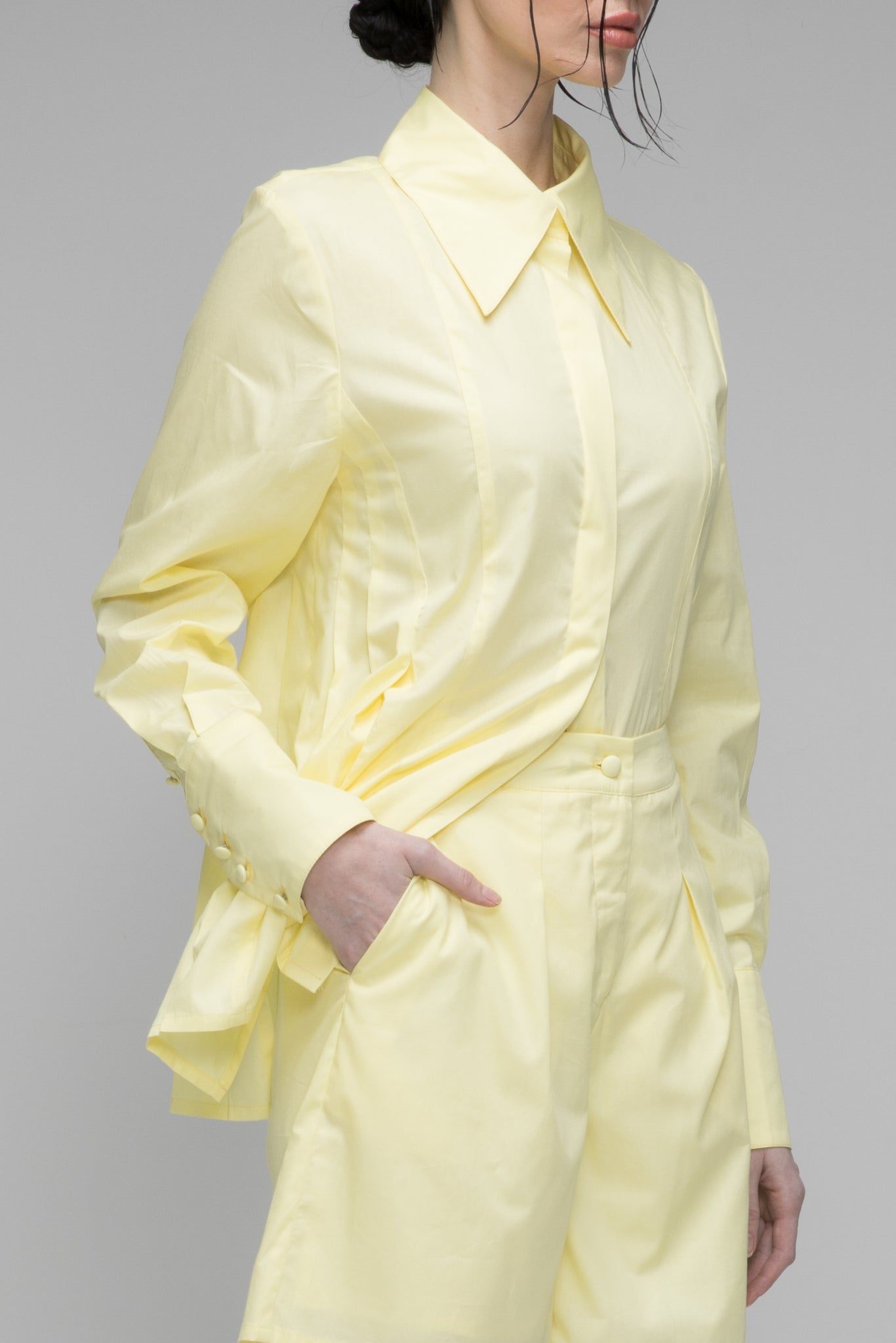 Charlotte Pleated Shirt, Lemon